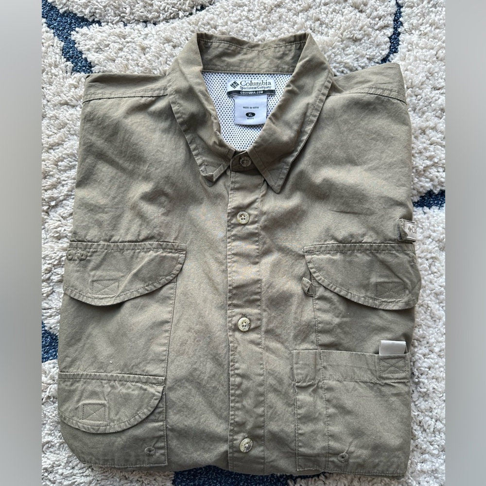 Columbia Men’s PFG Bonehead Short Sleeve Vented Fishing Shirt Sage size XL